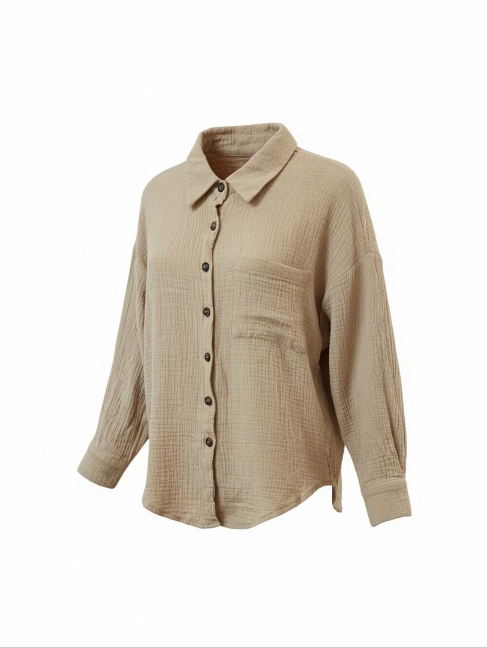 women's relaxed cotton gauze button-down shirt